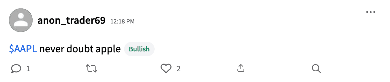 Bullish post on AAPL Stocktwits stream Jul 25.png