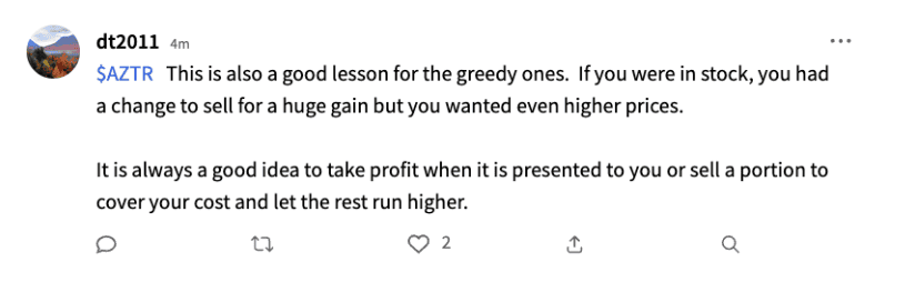 Stocktwits user dt2011's post on Azitra Inc