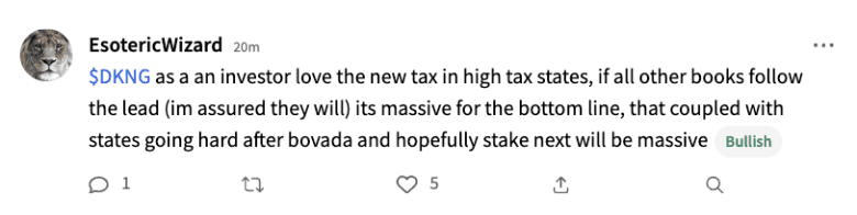 Stocktwits user EsotericWizard's post on DraftKings