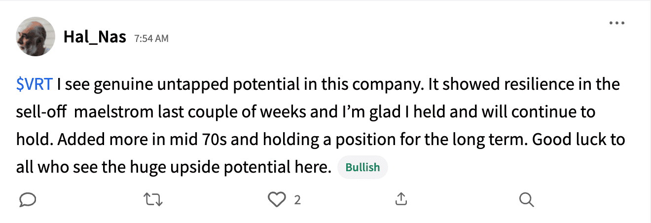 Stocktwits user's post on VRT stream Aug 1 .png
