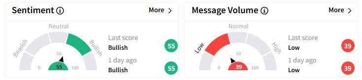 WMB’s Sentiment Meter and Message Volume as of 10:55 p.m. ET on March 3, 2025 | Source: Stocktwits