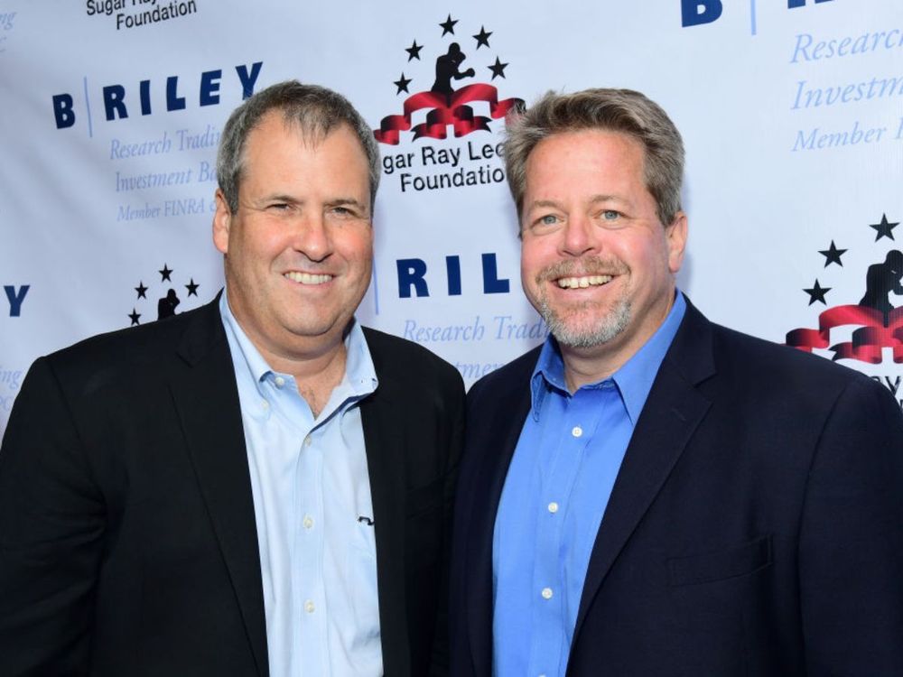 Chairman, B. Riley & Co. Bryant Riley (L) and CEO, B. Riley & Co. Tom Kelleher. (Photo by Matt Winkelmeyer/Getty Images)