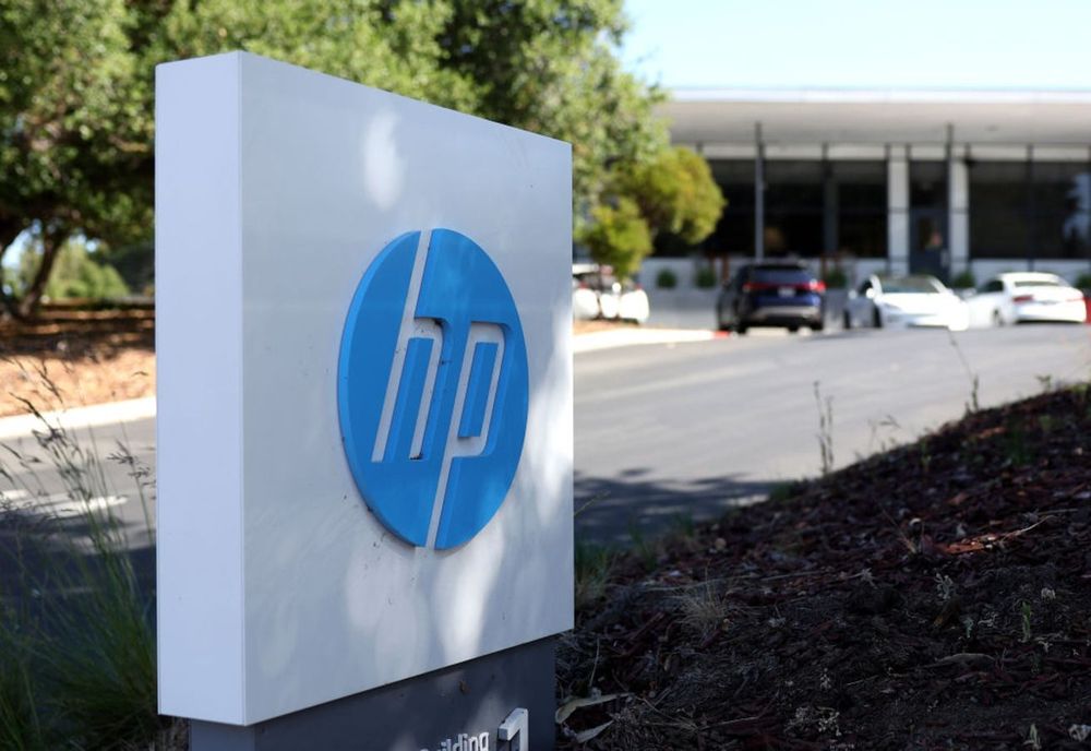  A sign is posted in front of a Hewlett-Packard (HP) office on May 29, 2024 in Palo Alto, California. 