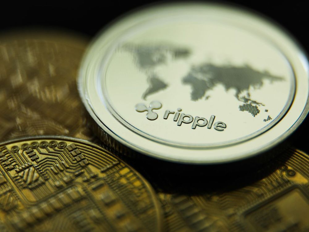 Representation of Ripple cryptocurrency is seen in this illustration photo taken in Krakow, Poland on June 4, 2021. (Photo Illustration by Jakub Porzycki/NurPhoto via Getty Images)