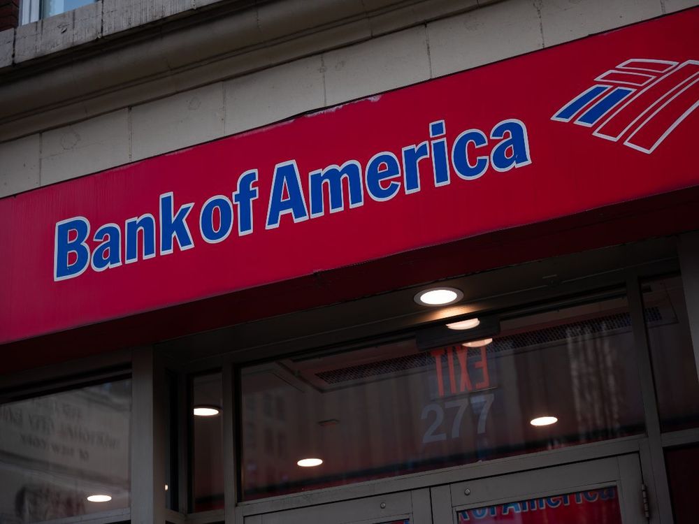A Bank of America Branch stands in Manhattan on January 12, 2024 in New York City. (Photo by Spencer Platt/Getty Images)