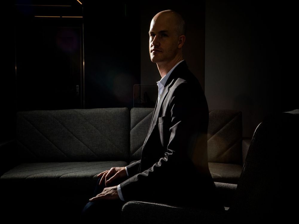 Coinbase CEO Brian Armstrong sits for a portrait in their San Francisco headquarters. (Photo by Christie Hemm Klok for The Washington Post via Getty Images)