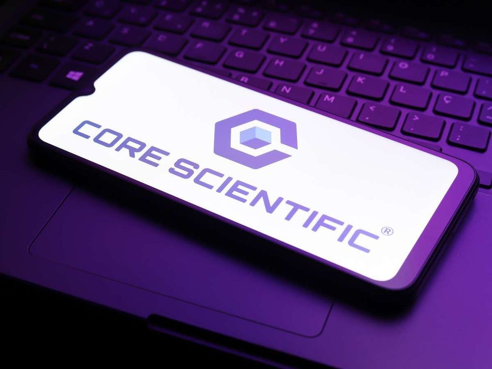 The Core Scientific, Inc. logo appears on a smartphone screen in this illustration photo