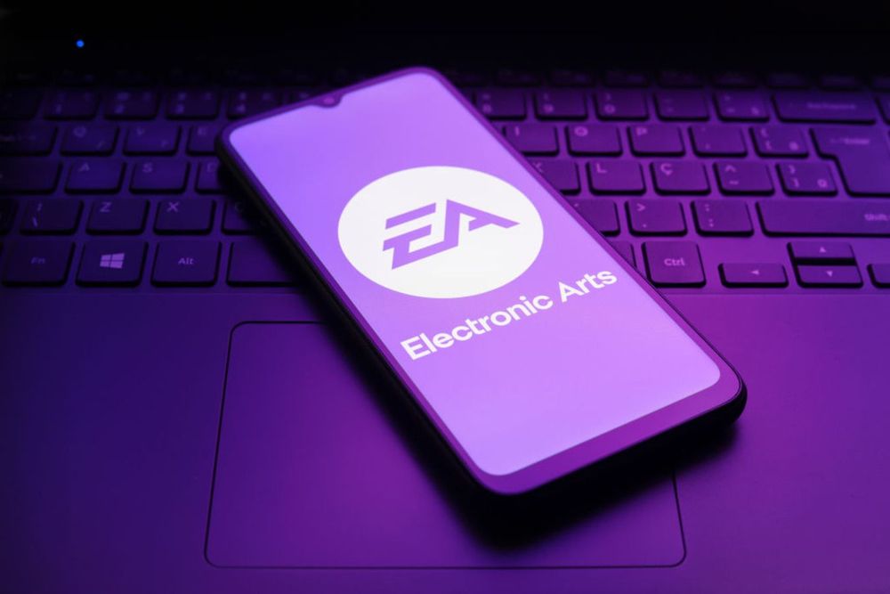 The Electronic Arts (EA) logo appears on a smartphone screen in this illustration photo in Reno, United States, on December 26, 2024.