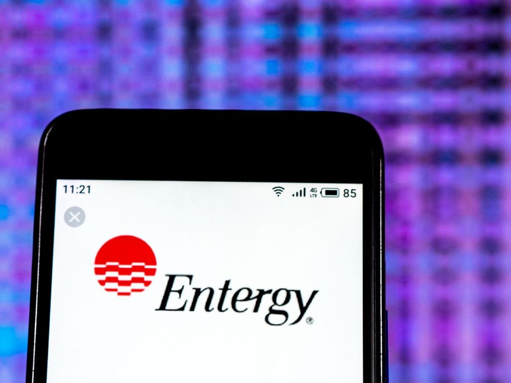 Entergy Company logo seen displayed on a smart phone