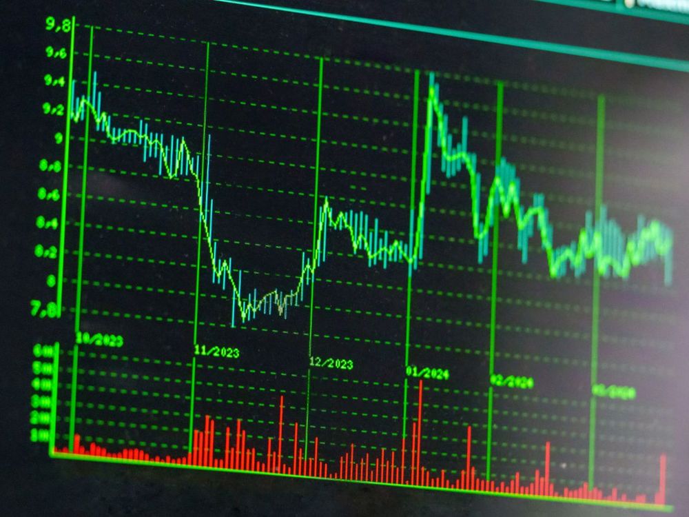 Stock Trading Chart on Device Screen - stock photo