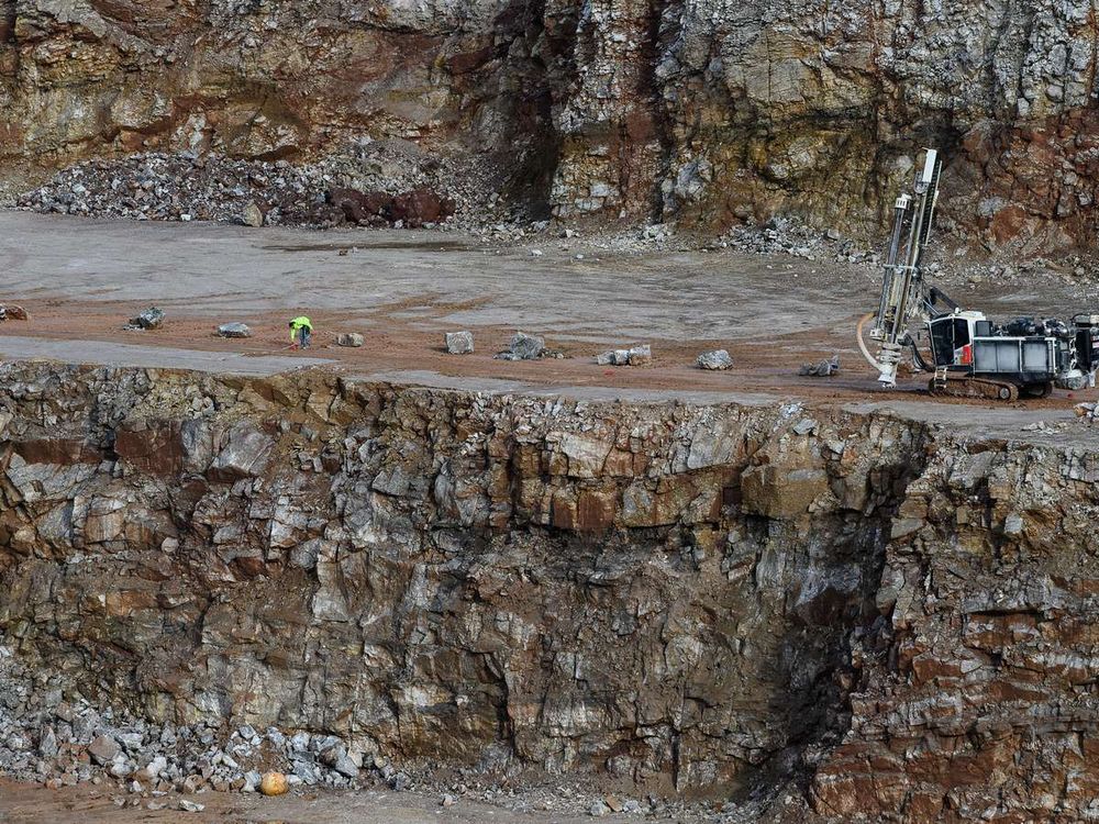 View of the Lichtenstein quarry in the Lower Saxony part of the southern Harz region