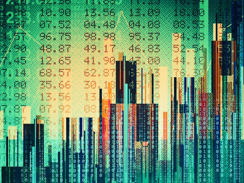 Representative image of abstract numbers amid rising stock market prices. (Photo by SEAN GLADWELL/Getty Images)